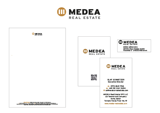 Corporate Identity Medea Real Estate, Grafik- und Webdesign, DIRRIGL DESIGN
