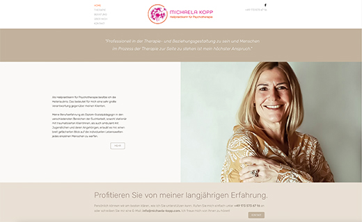 Website Michaela-kopp.com, Grafik- und Webdesign DIRRIGL DESIGN