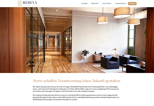 Website redeva.group, Grafik- und Webdesign DIRRIGL DESIGN