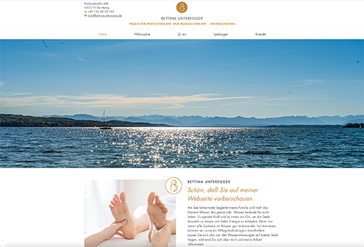 Website Bettina-Unteregger.de, Grafik- und Webdesign DIRRIGL DESIGN