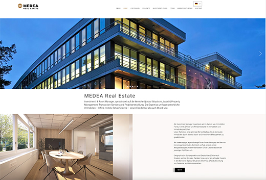 Website Medea-realestate.com · Grafik- und Webdesign, DIRRIGL DESIGN
