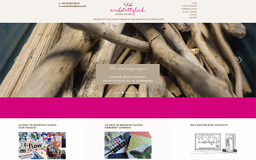Website Werkstattglück.com, Grafik- und Webdesign DIRRIGL DESIGN